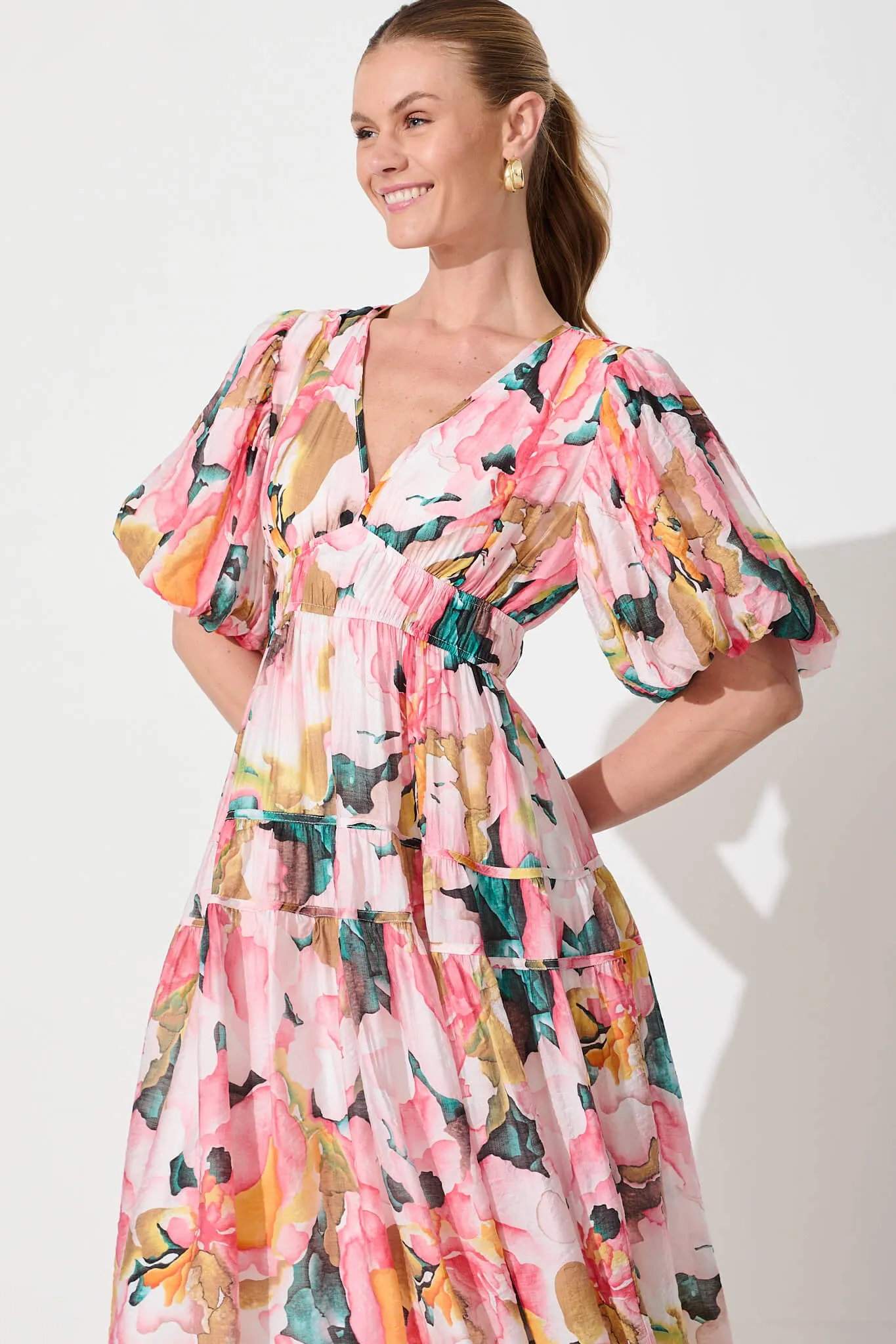 Amalie Midi Dress In Pink And Multi Floral sold by St Frock product image thumbnail 2