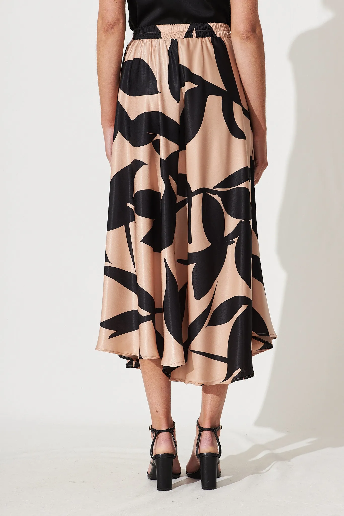 San Jose Midi Skirt In Brown With Black Print sold by St Frock product image thumbnail 5