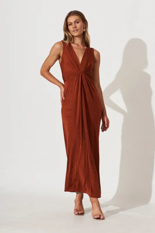 Eternal Flame Maxi Dress In Rust sold by St Frock