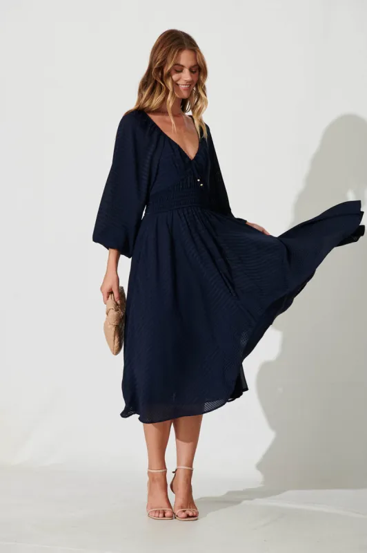 Darling Point Midi Dress In Navy sold by St Frock
