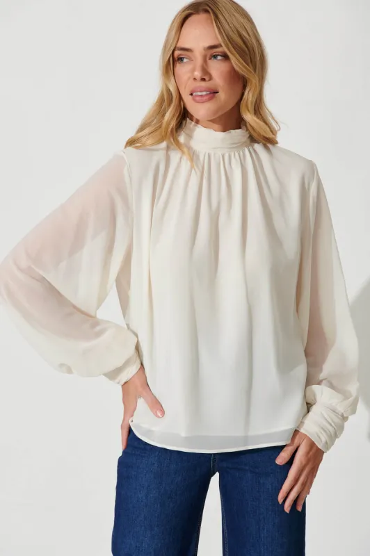 Wishful Top In White Chiffon sold by St Frock