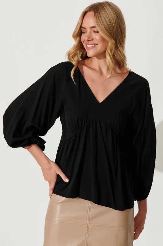 Harissa Top In Black sold by St Frock