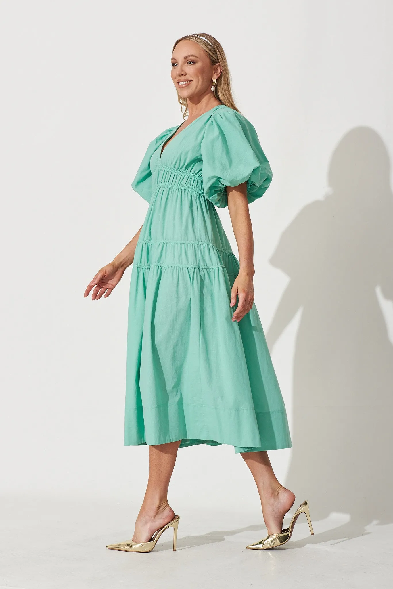 Amalie Dress In Mint Green Cotton sold by St Frock product image thumbnail 5