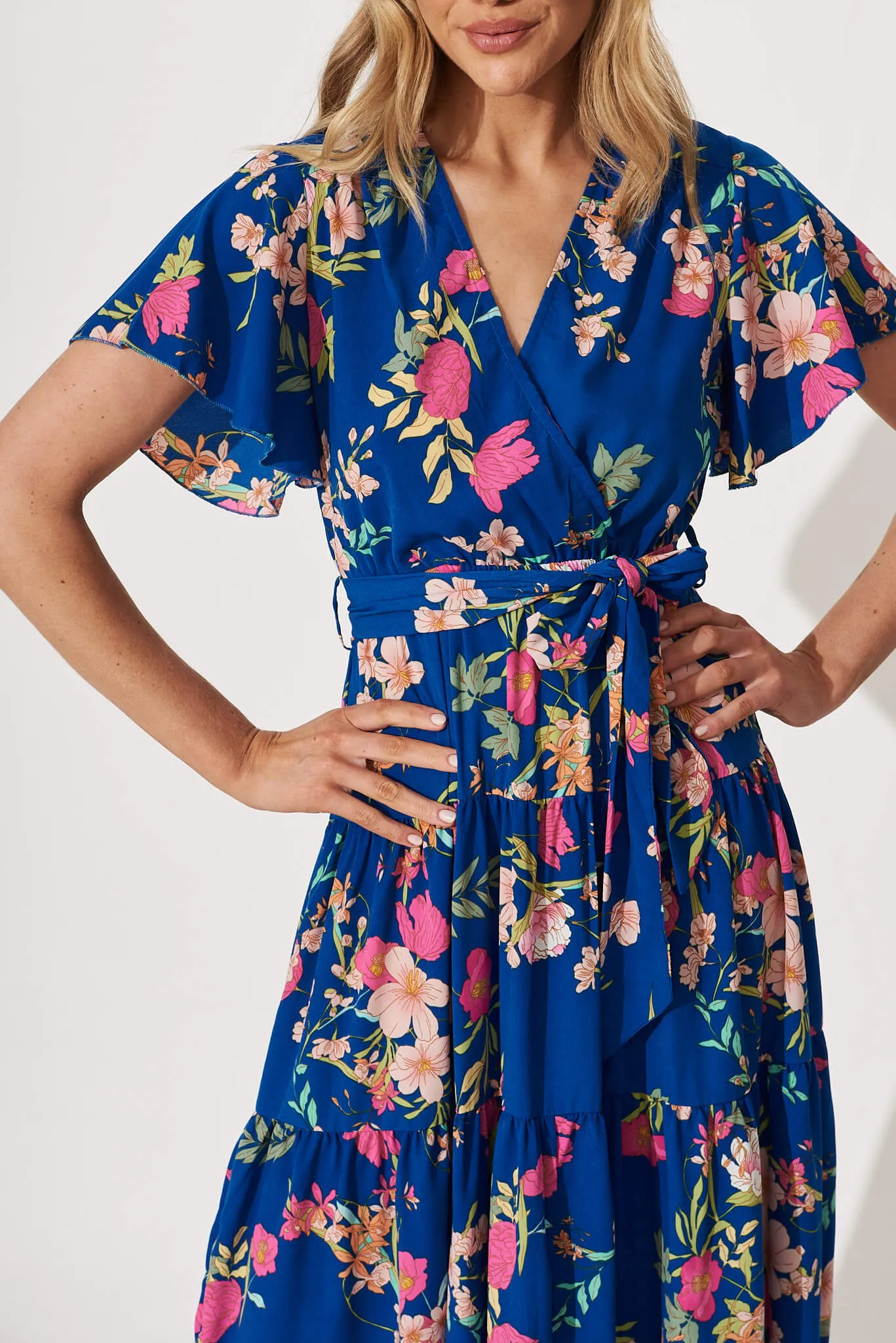 Dockside Maxi Dress In Cobalt With Multi Floral sold by St Frock product image thumbnail 5
