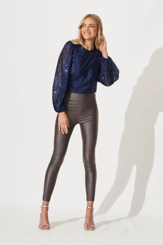 Lyla Top In Navy Sequin sold by St Frock