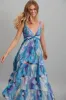 Lenni Maxi Dress In Blue And Purple Watercolour sold by St Frock