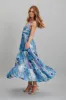 Lenni Maxi Dress In Blue And Purple Watercolour sold by St Frock