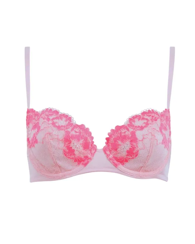 Love, Vera Floral Lace & Mesh Bra Whisper Pink sold by Love Vera