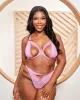 Cutout Bare Mesh Demi Bra & Panty Set Mauve sold by Love Vera