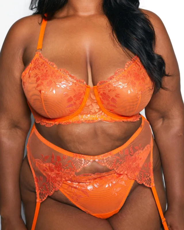 Glittering Embroidered Garter Orange Crush Curvy sold by Love Vera