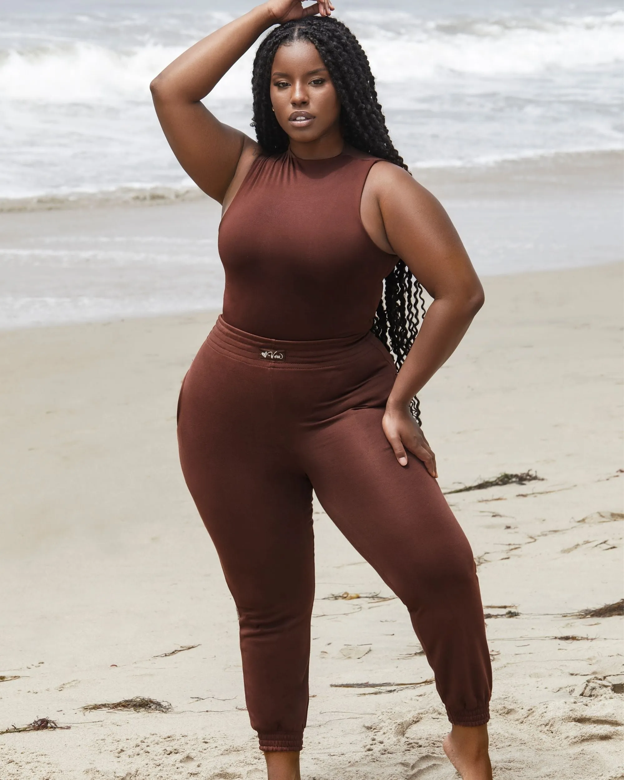 High Waisted Lounge Jogger Chocolate sold by Love Vera product image thumbnail 2