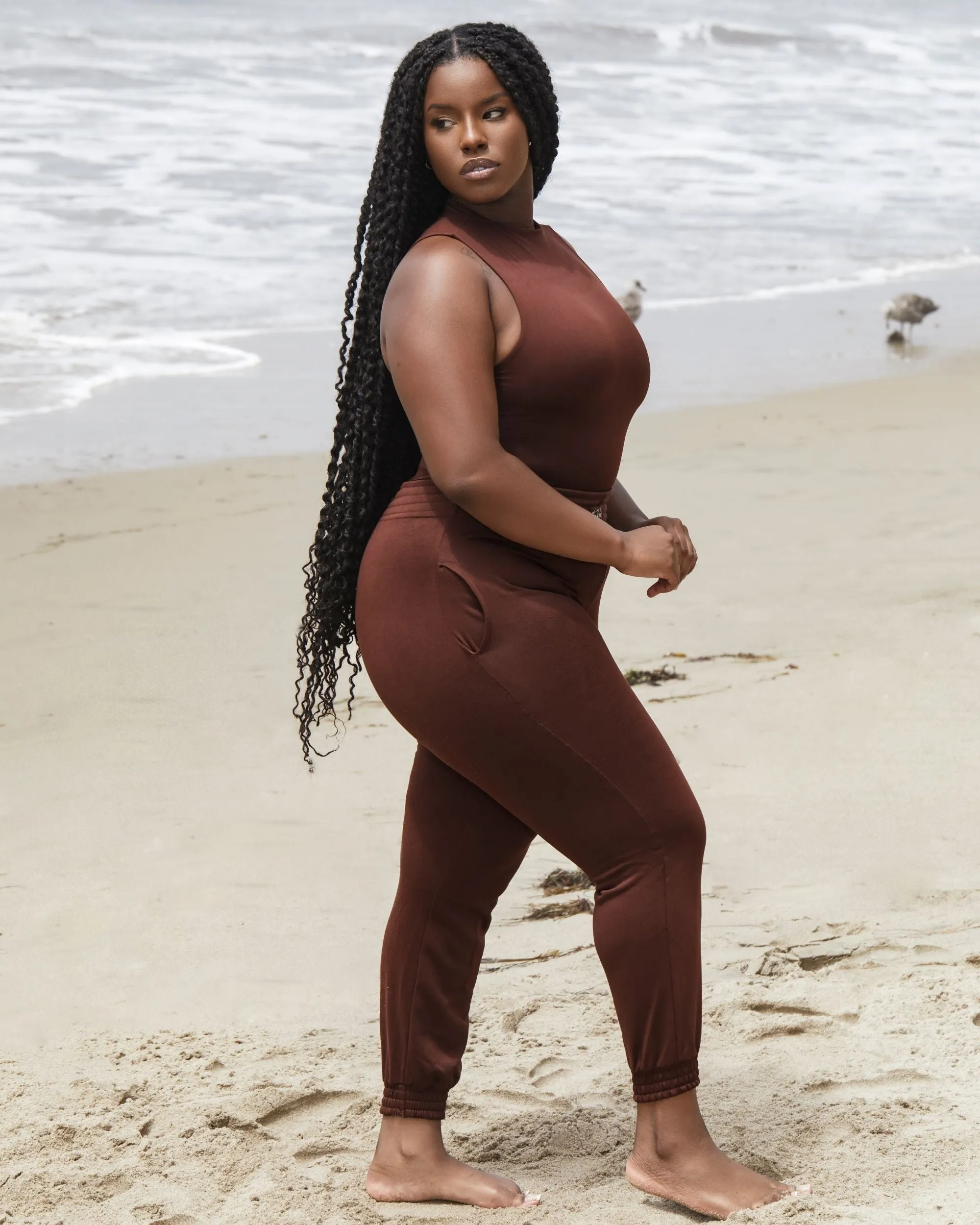 High Waisted Lounge Jogger Chocolate sold by Love Vera product image thumbnail 4