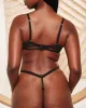 Cutout Bare Mesh Demi Bra & Panty Set Black sold by Love Vera