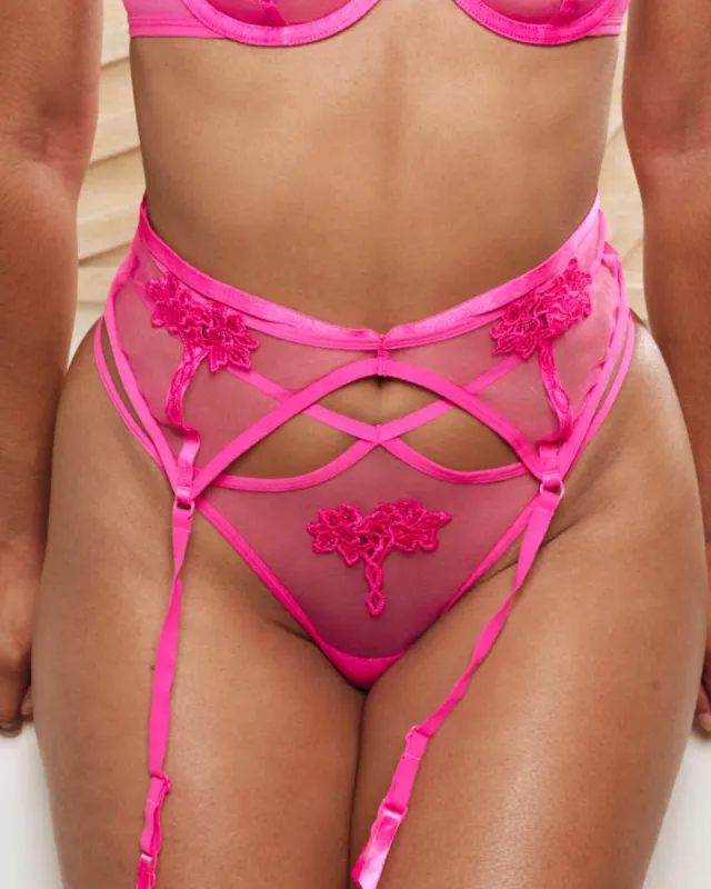 Love, Vera Appliqué Garter Magenta sold by Love Vera