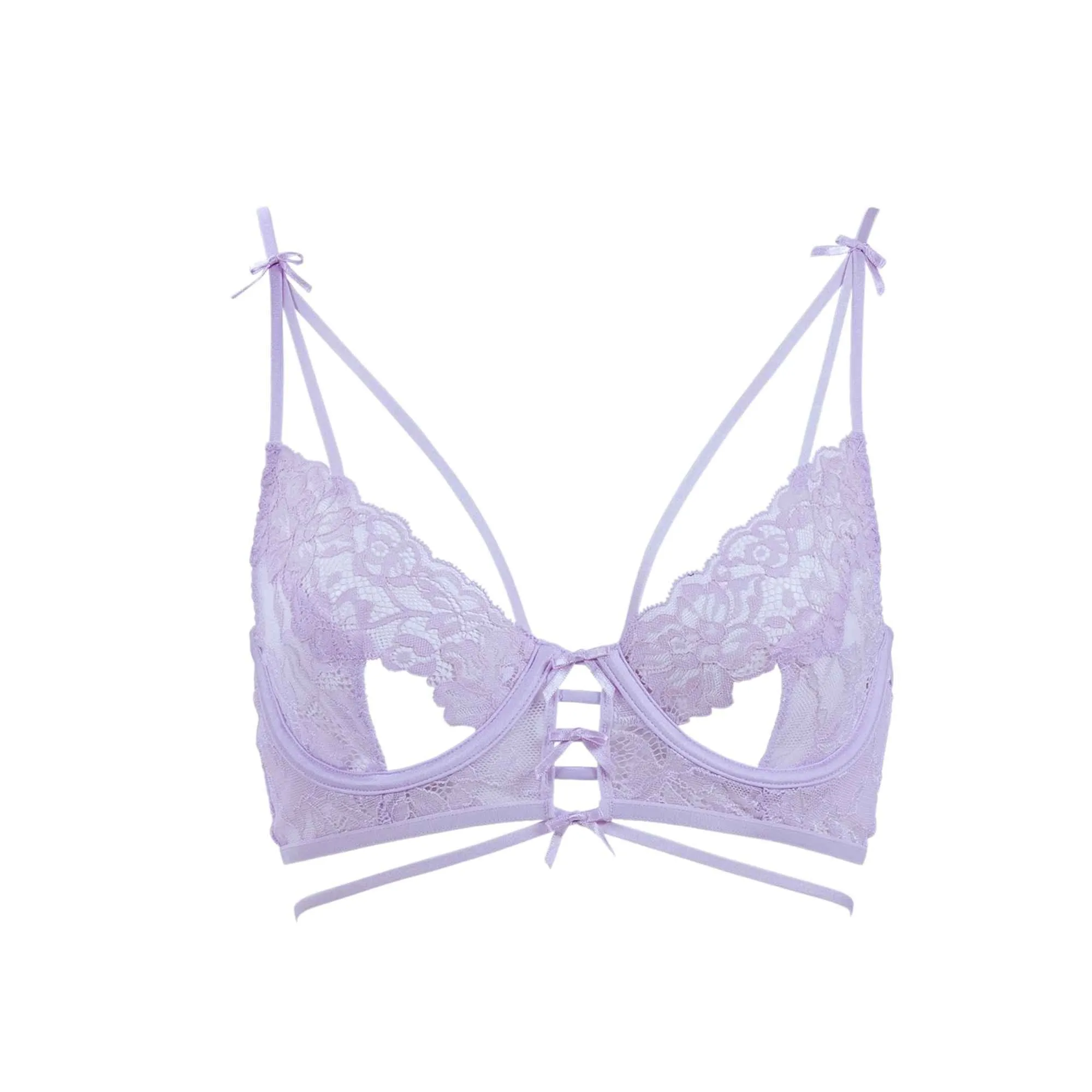 Love, Vera Floral Lace Caged Cutout Bra Summer Orchid sold by Love Vera product image thumbnail 5