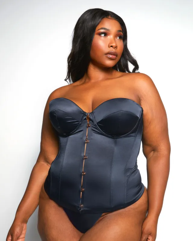 Satin Thong Black Curvy sold by Love Vera