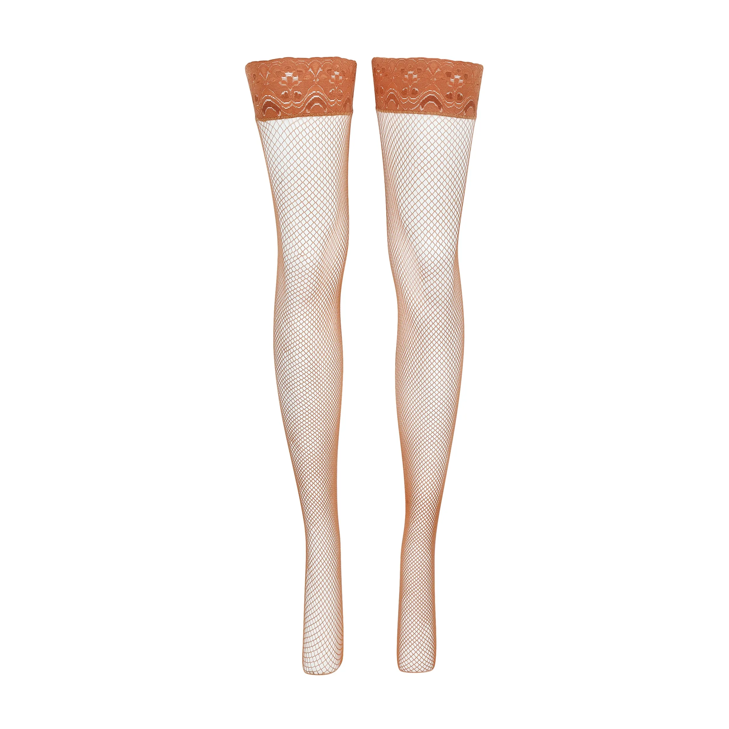 Love, Vera Fishnet Thigh Highs Manuka Honey sold by Love Vera