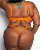 Glittering Embroidered Bra & Panty Set Orange Crush Curvy sold by Love Vera