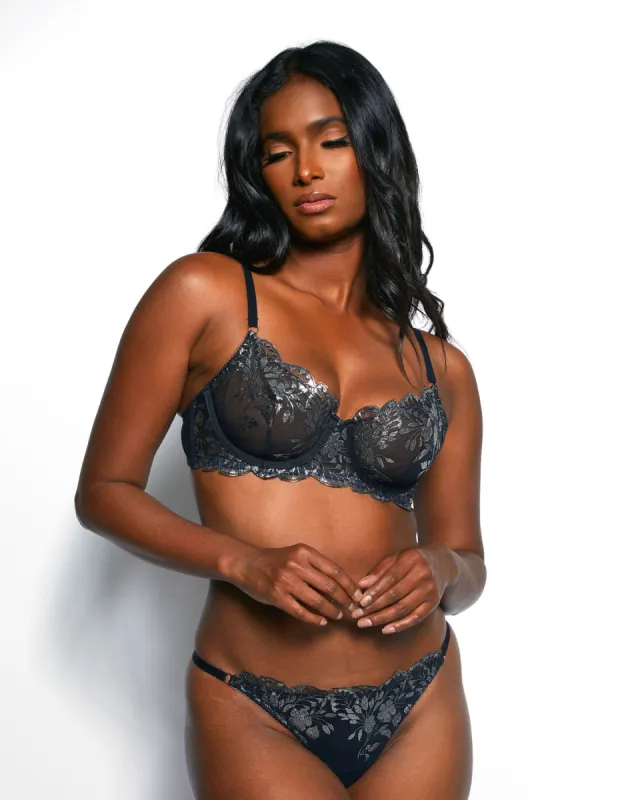 Glittering Embroidered Bra & Panty Set Stardust sold by Love Vera