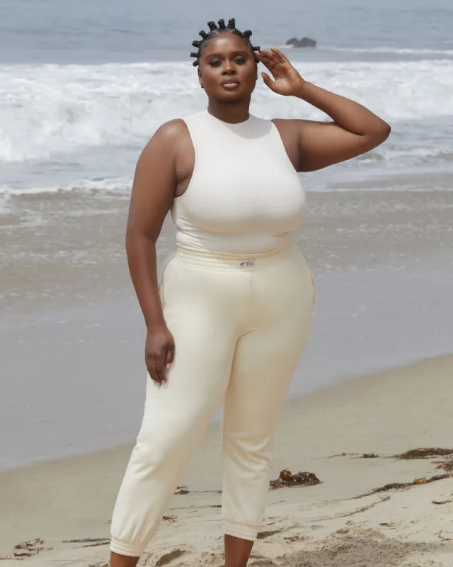 High Waisted Lounge Jogger Cream Curvy sold by Love Vera