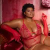 Love, Vera Long Sheer Mesh Gloves Ruby Red sold by Love Vera