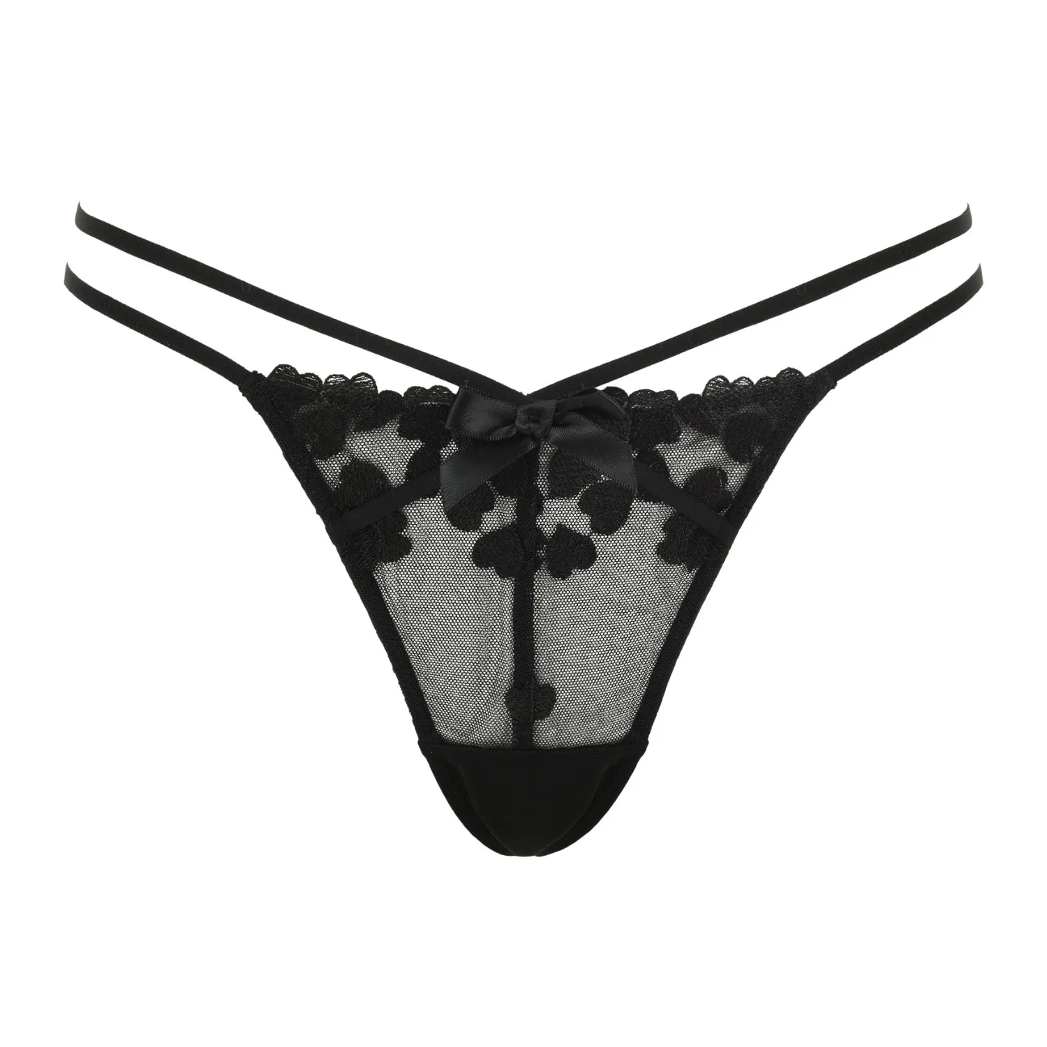 Strappy Embroidered Heart Thong Onyx Black Curvy sold by Love Vera product image thumbnail 5