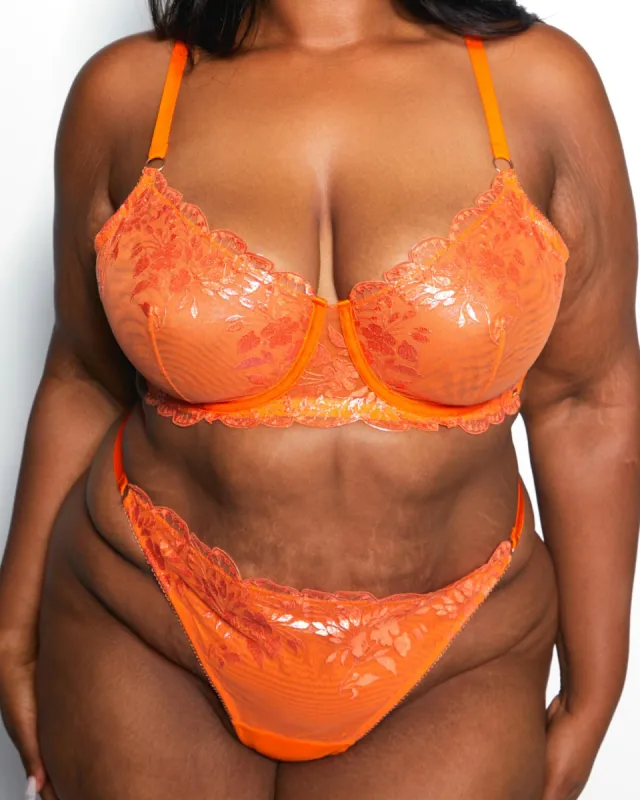 Glittering Embroidered Thong Orange Crush Curvy sold by Love Vera