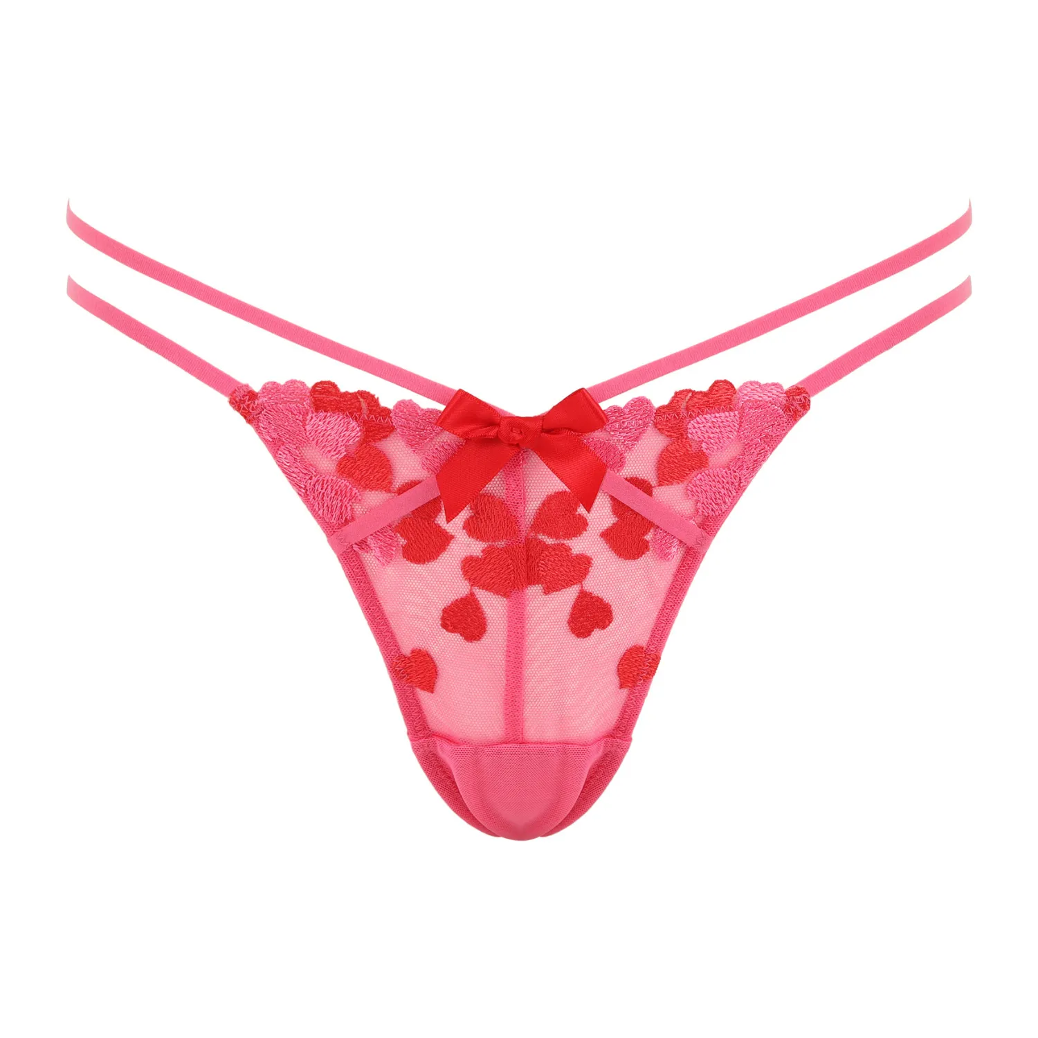 Strappy Embroidered Heart Thong Bubblegum Pink Curvy sold by Love Vera product image thumbnail 5