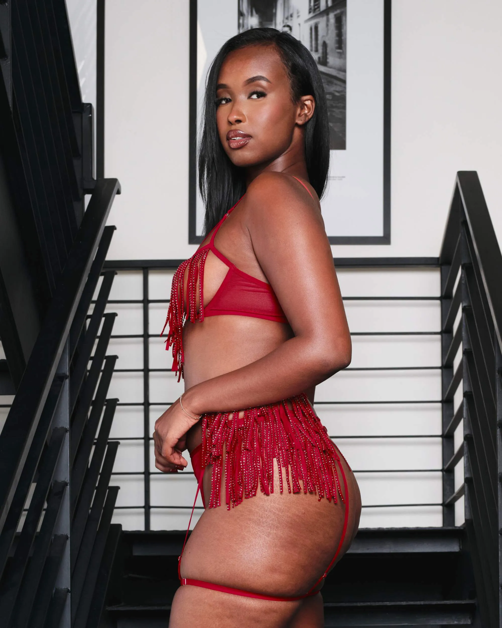 Rhinestone Fringe Thong Cherry Bomb Red sold by Love Vera product image thumbnail 5