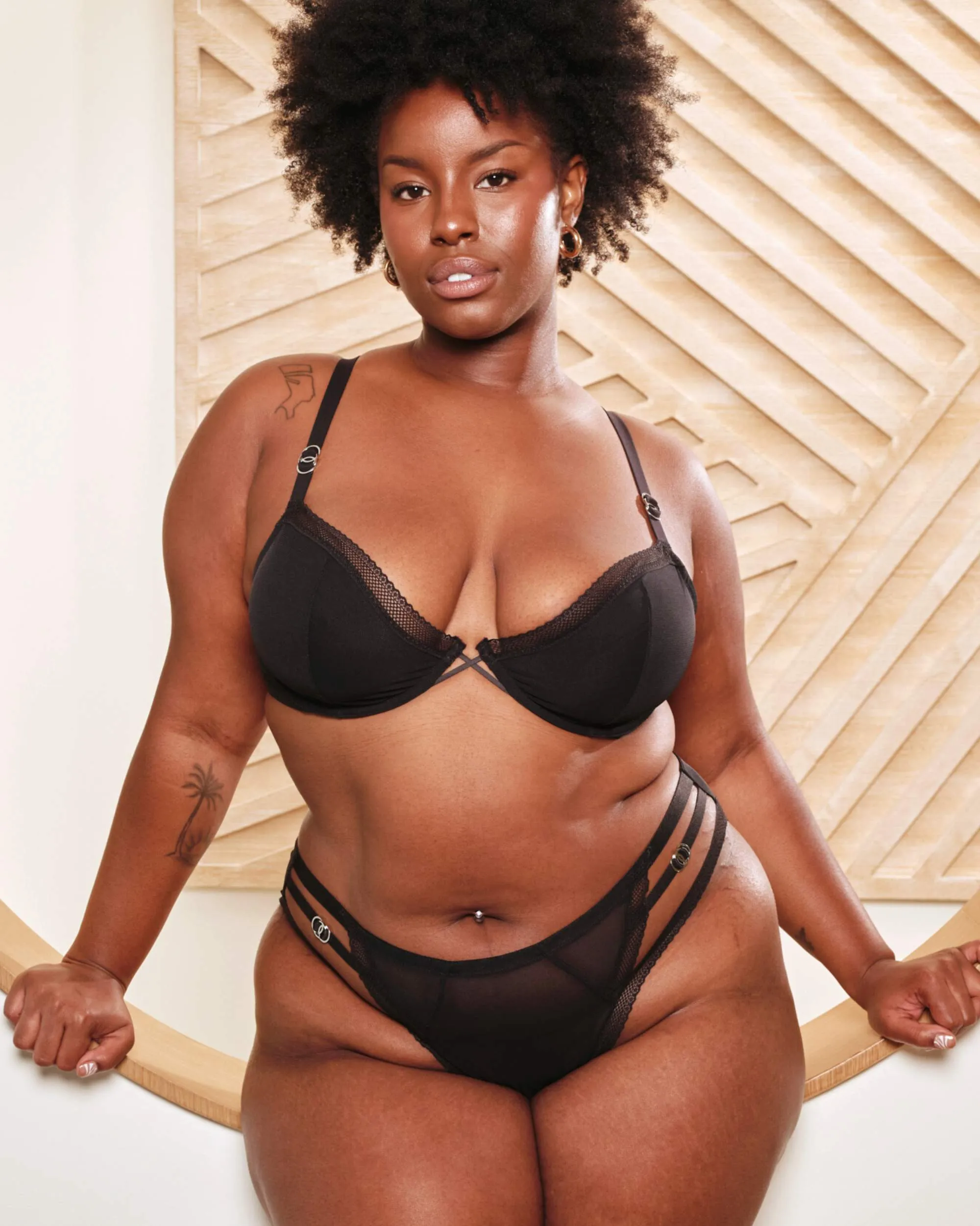 Bare Mesh Demi Bra & Panty Set Black sold by Love Vera
