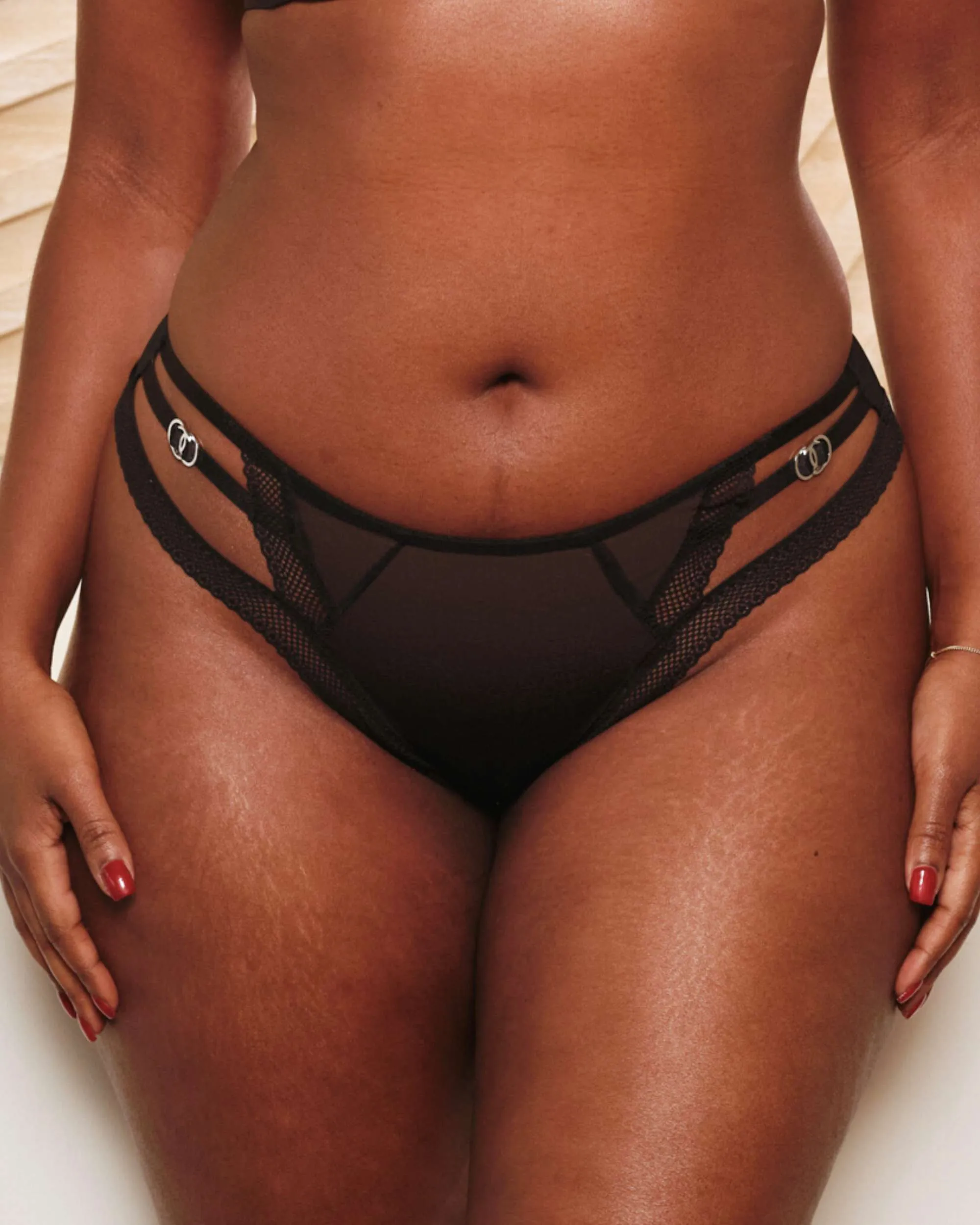 Bare Mesh Demi Bra & Panty Set Black sold by Love Vera product image thumbnail 4