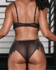 Open Cup Rhinestone Fringe Bra & Panty Set Black sold by Love Vera