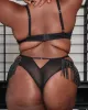 Open Cup Rhinestone Fringe Bra & Panty Set Black sold by Love Vera