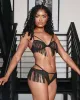 Open Cup Rhinestone Fringe Bra & Panty Set Black sold by Love Vera