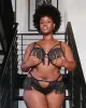 Open Cup Rhinestone Fringe Bra & Panty Set Black sold by Love Vera