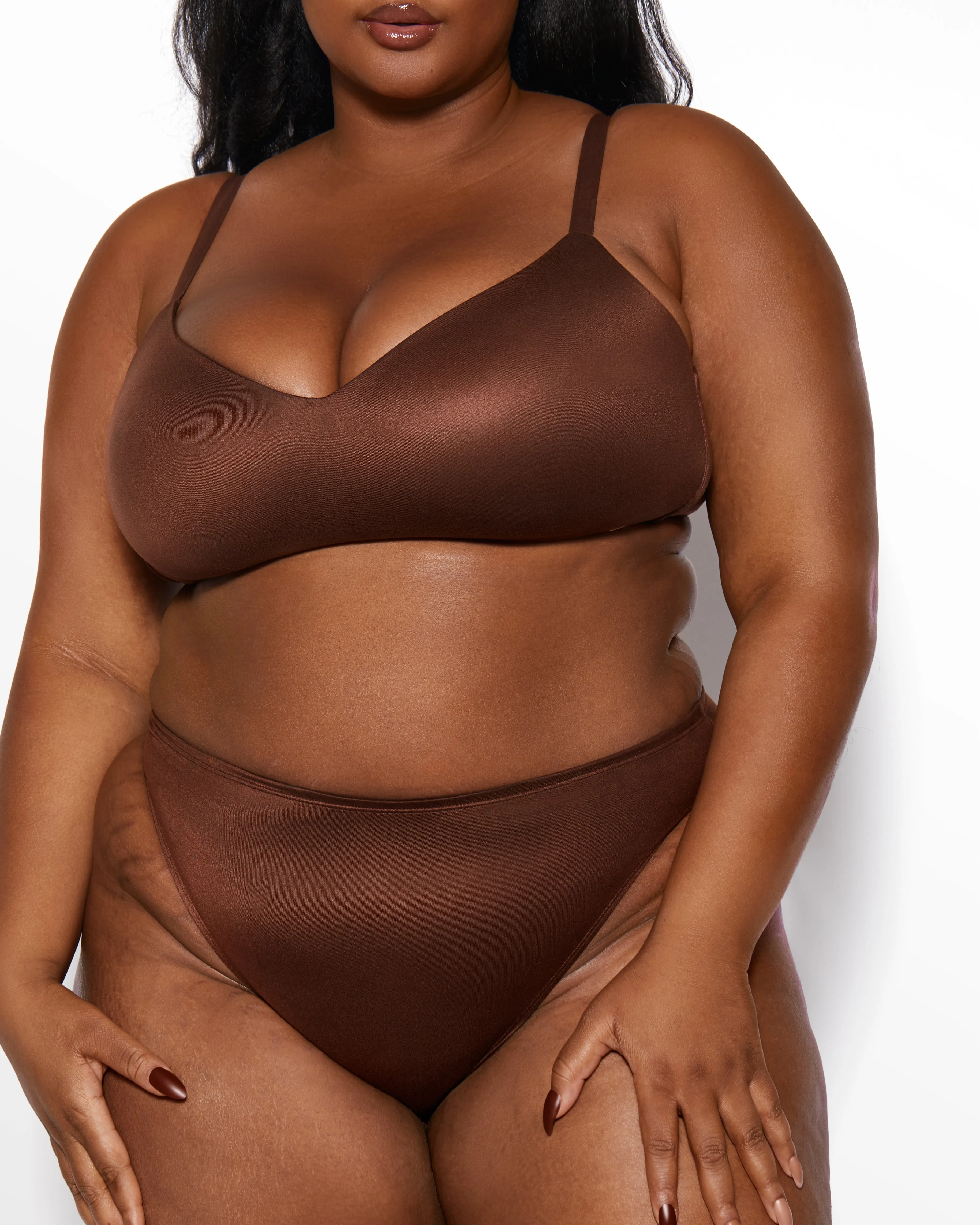 Love, Vera Soft T-Shirt Bra and High Waist Panty Set Chocolate Fondant Curvy sold by Love Vera product image thumbnail 3