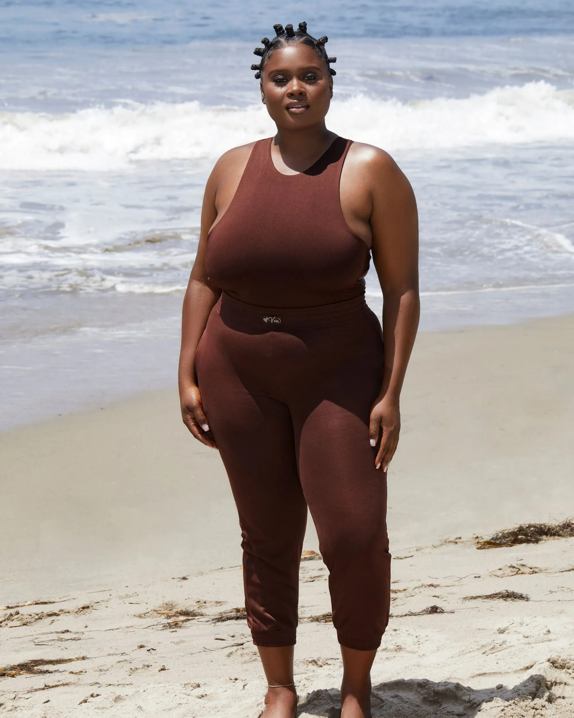 High Waisted Lounge Jogger Chocolate Curvy sold by Love Vera