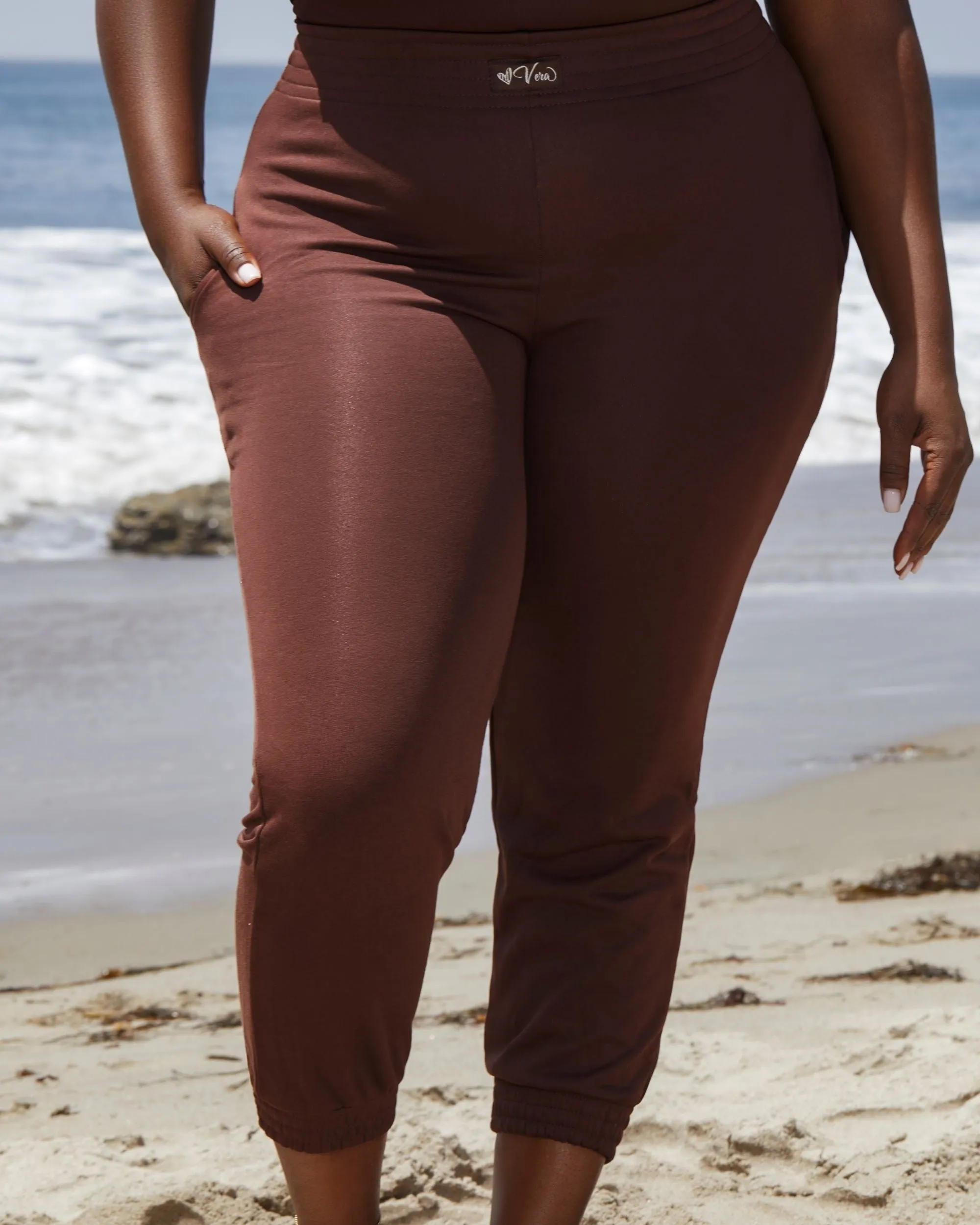 High Waisted Lounge Jogger Chocolate Curvy sold by Love Vera product image thumbnail 2