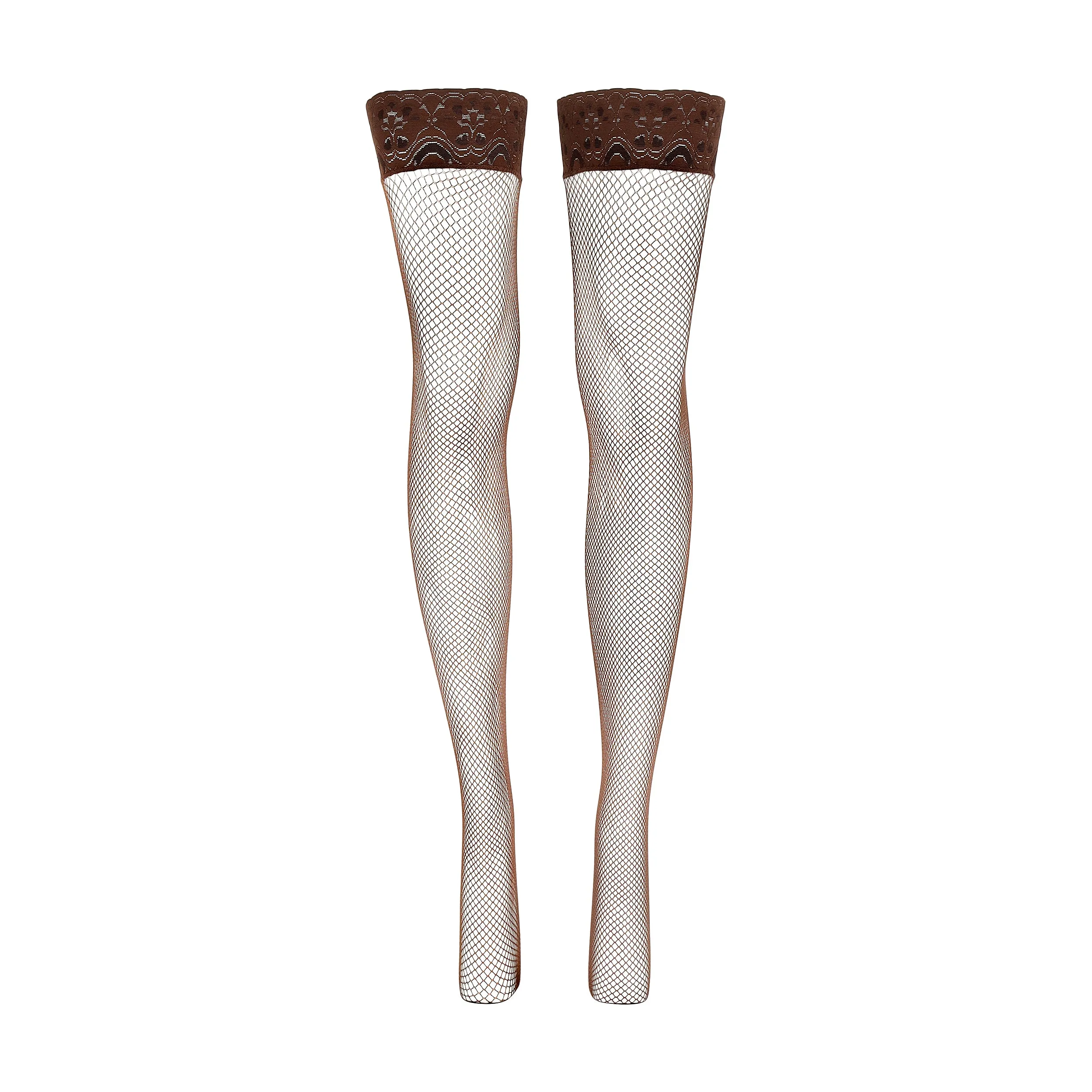 Love, Vera Fishnet Thigh Highs Chocolate Fondant sold by Love Vera