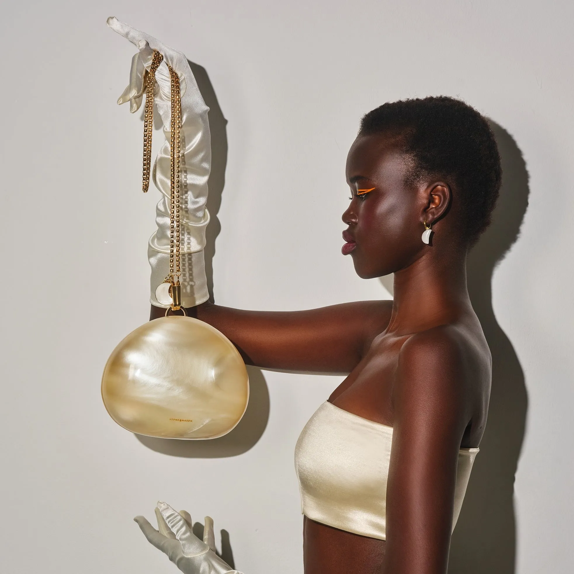 Rose Quartz Moon Charm Earring sold by Stone and Mason product image thumbnail 2