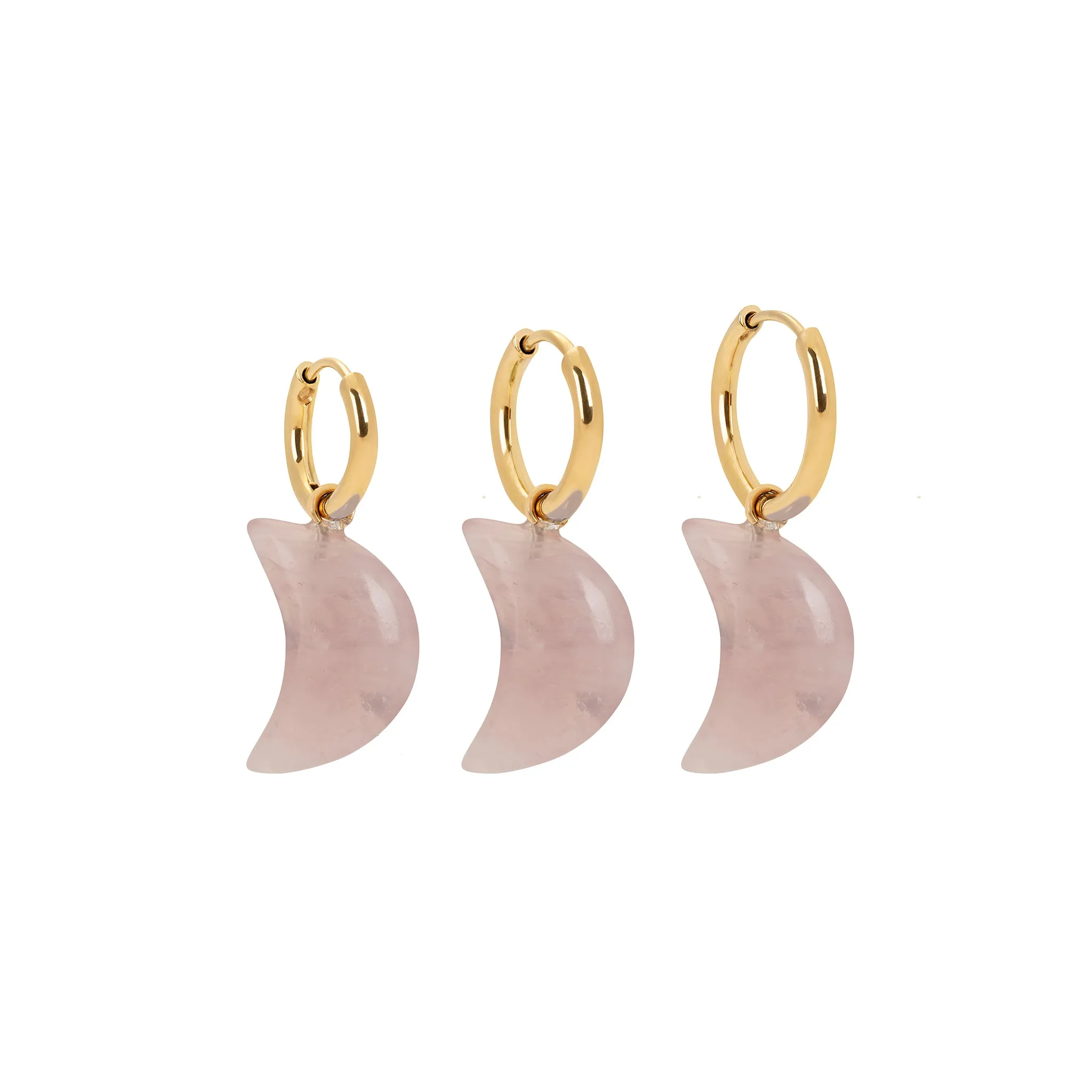 Rose Quartz Moon Charm Earring sold by Stone and Mason