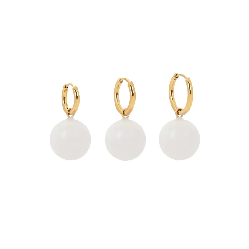 White Jasper Sphere Charm Earring sold by Stone and Mason