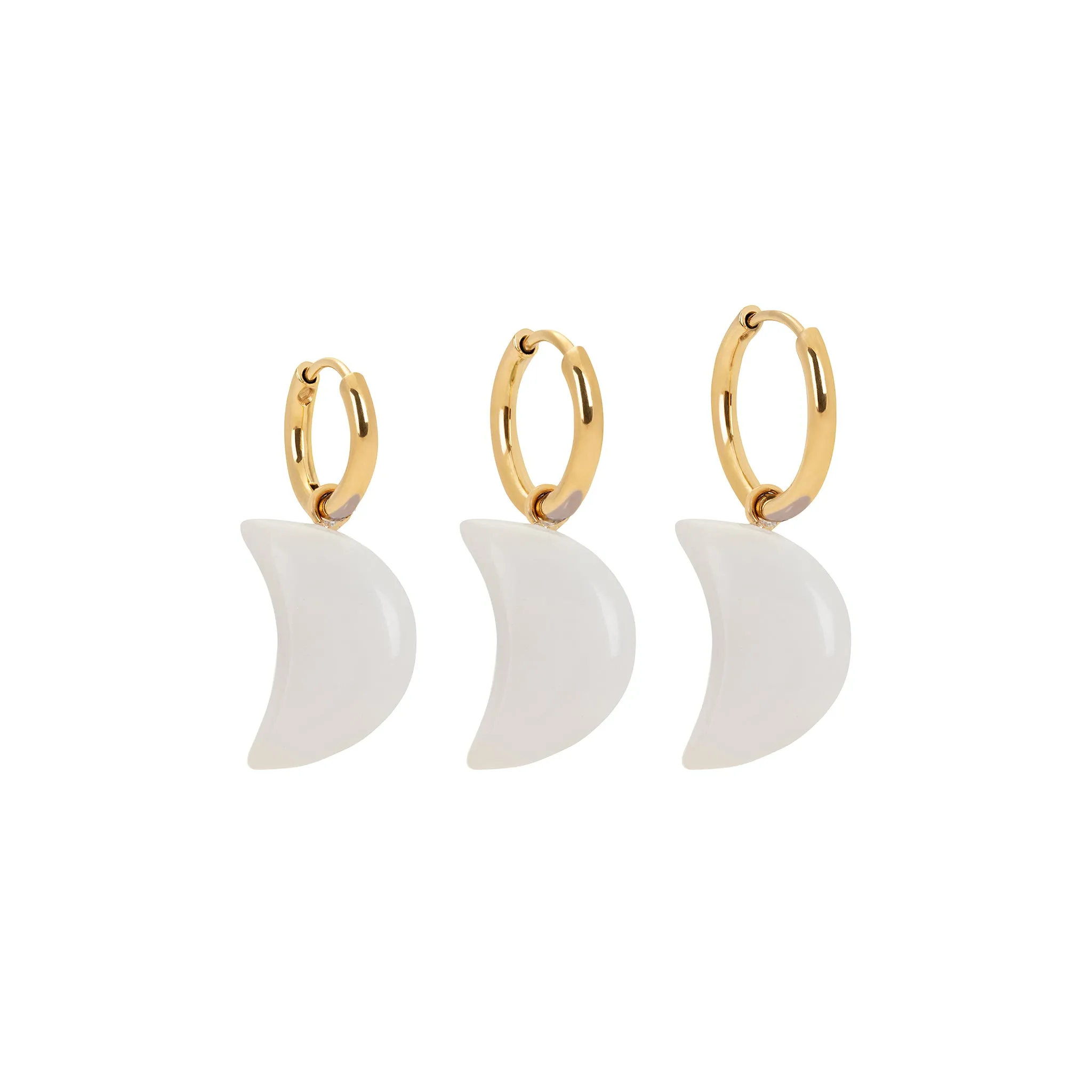 White Jasper Moon Charm Earring sold by Stone and Mason
