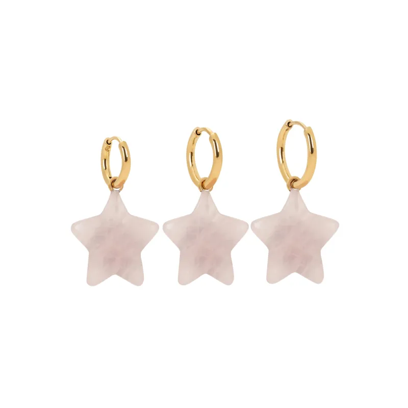 Rose Quartz Star Charm Earring sold by Stone and Mason