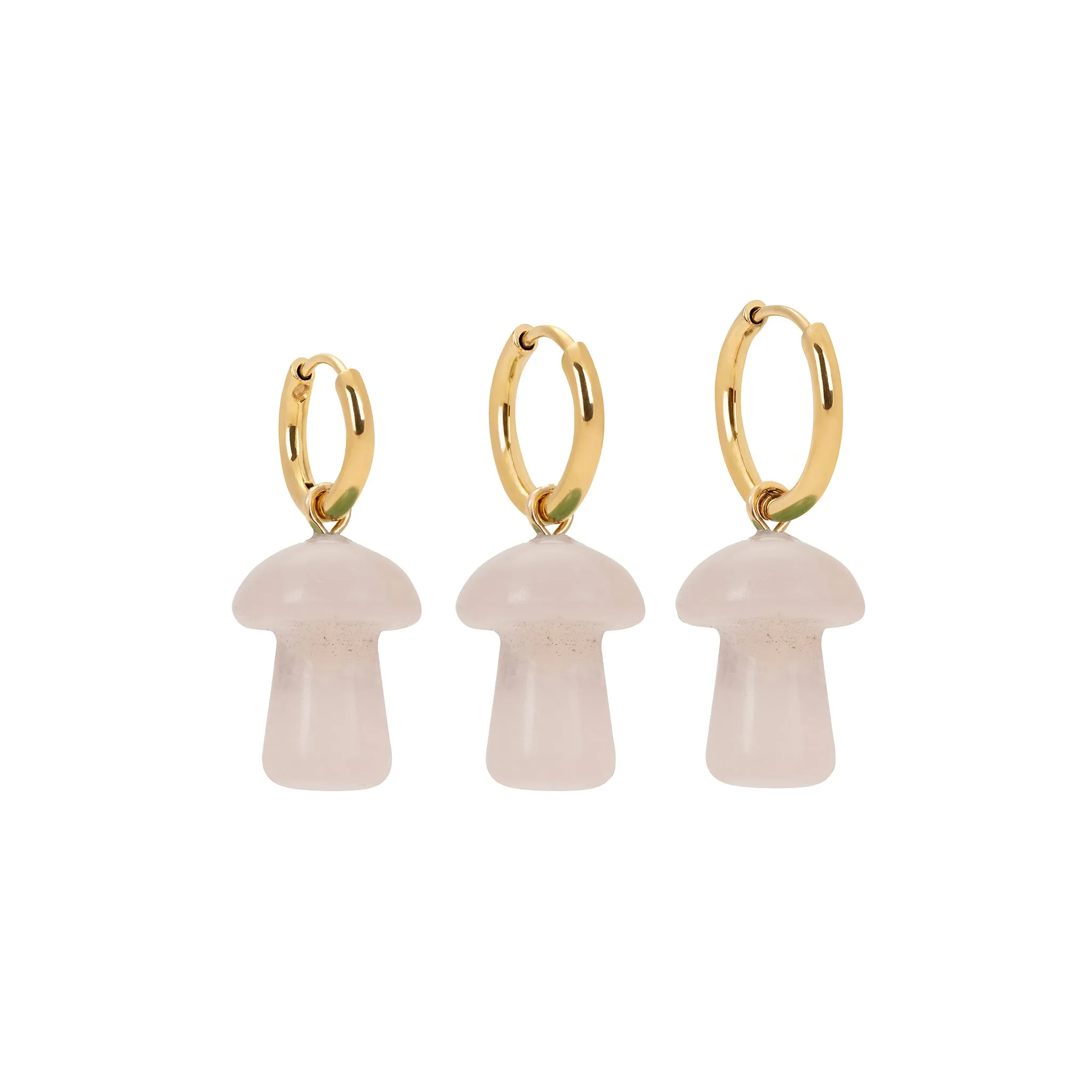 Rose Quartz Mini Mushroom Charm Earring sold by Stone and Mason