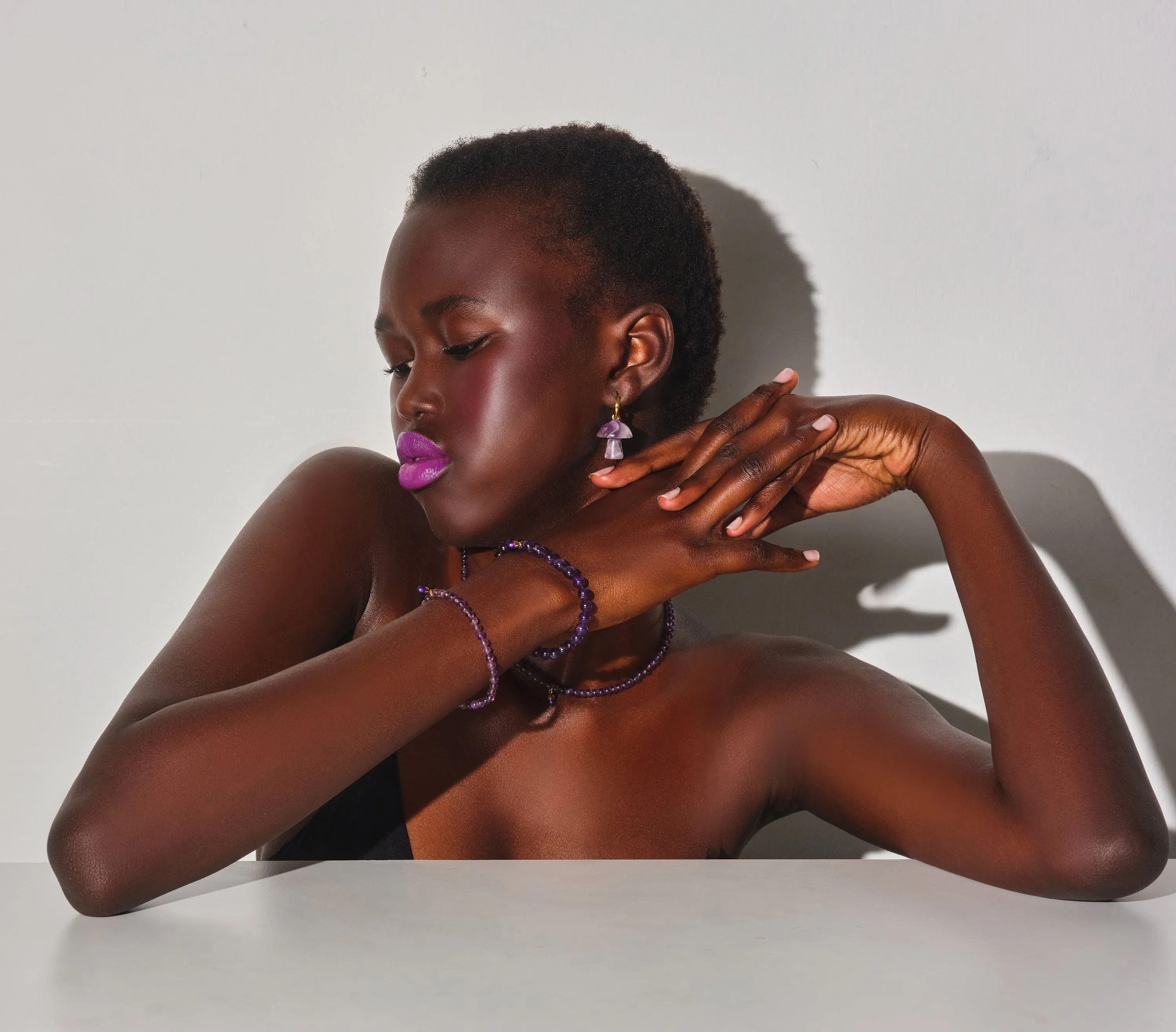 Rose Quartz Mushroom Charm Earring sold by Stone and Mason product image thumbnail 2