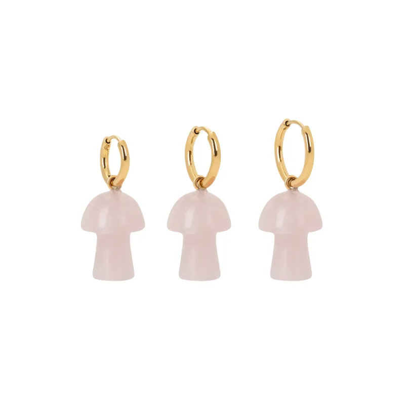 Rose Quartz Mushroom Charm Earring sold by Stone and Mason