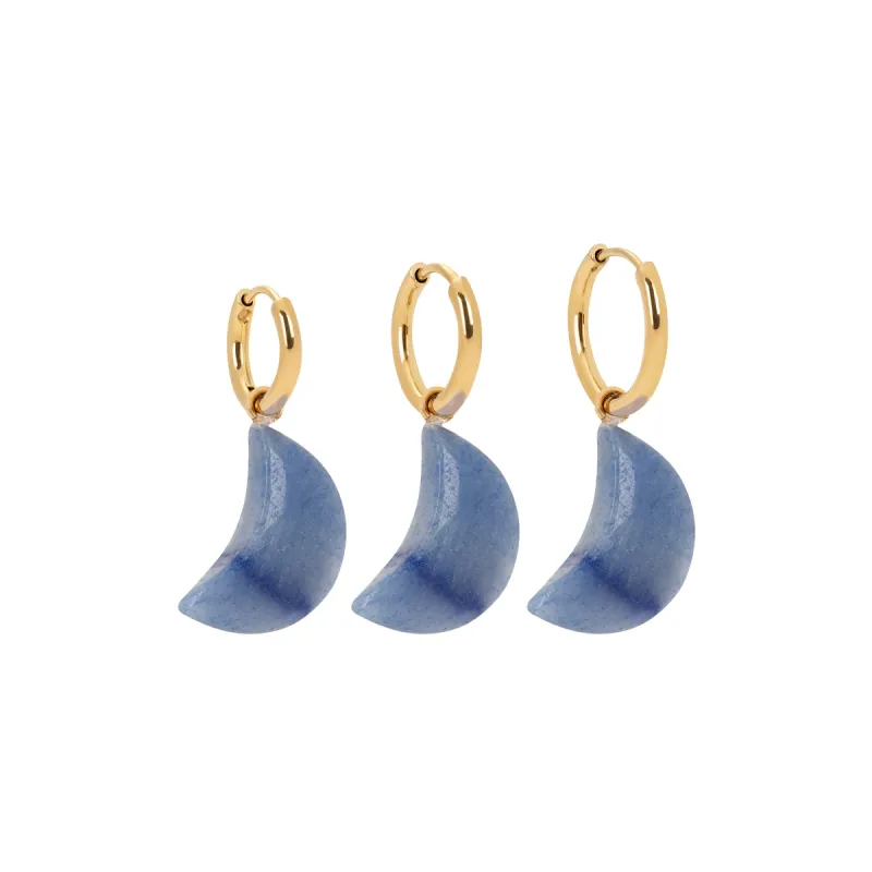 Blue Aventurine Moon Charm Earring sold by Stone and Mason