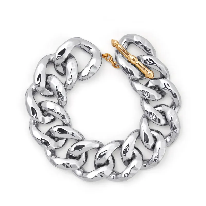 2cm Hammered Silver Bracelet sold by Stone and Mason