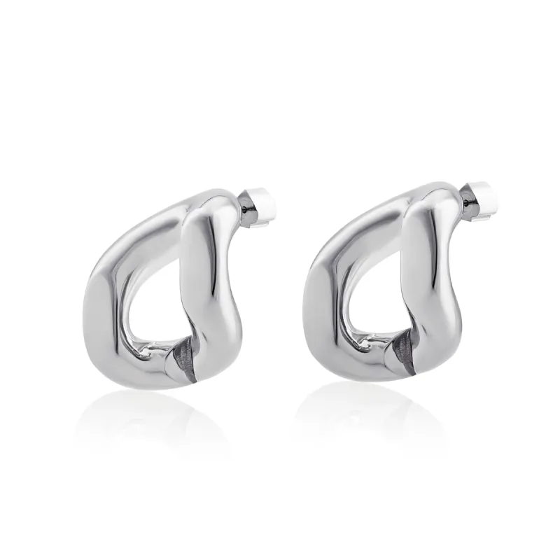 Silver 3.5cm Link Earrings sold by Stone and Mason
